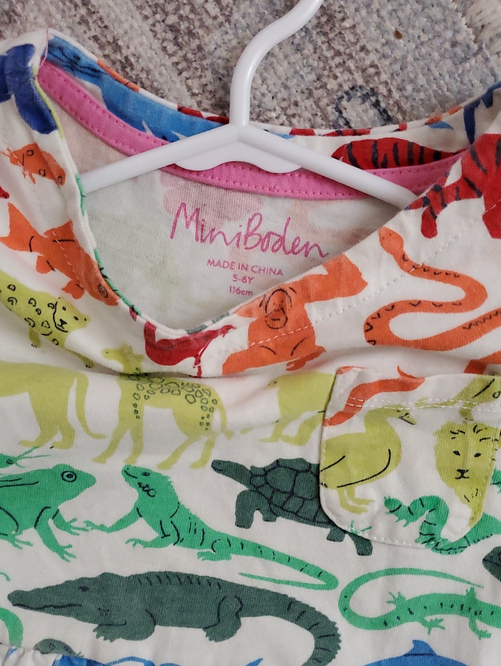 Mini Boden Girls Rainbow Animal Print Safari Zoo Cotton Dress Sz5-6y - Picture 6 of 10